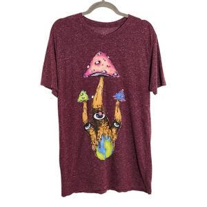 Life Clothing Co. Short Sleeve Burgundy Mushroom Graphic T-Shirt Size Large